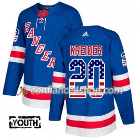 Adidas Maillot de Hockey New York Rangers Chris Kreider 20 2017-2018 Bleu USA Flag Fashion Authentic - Enfant